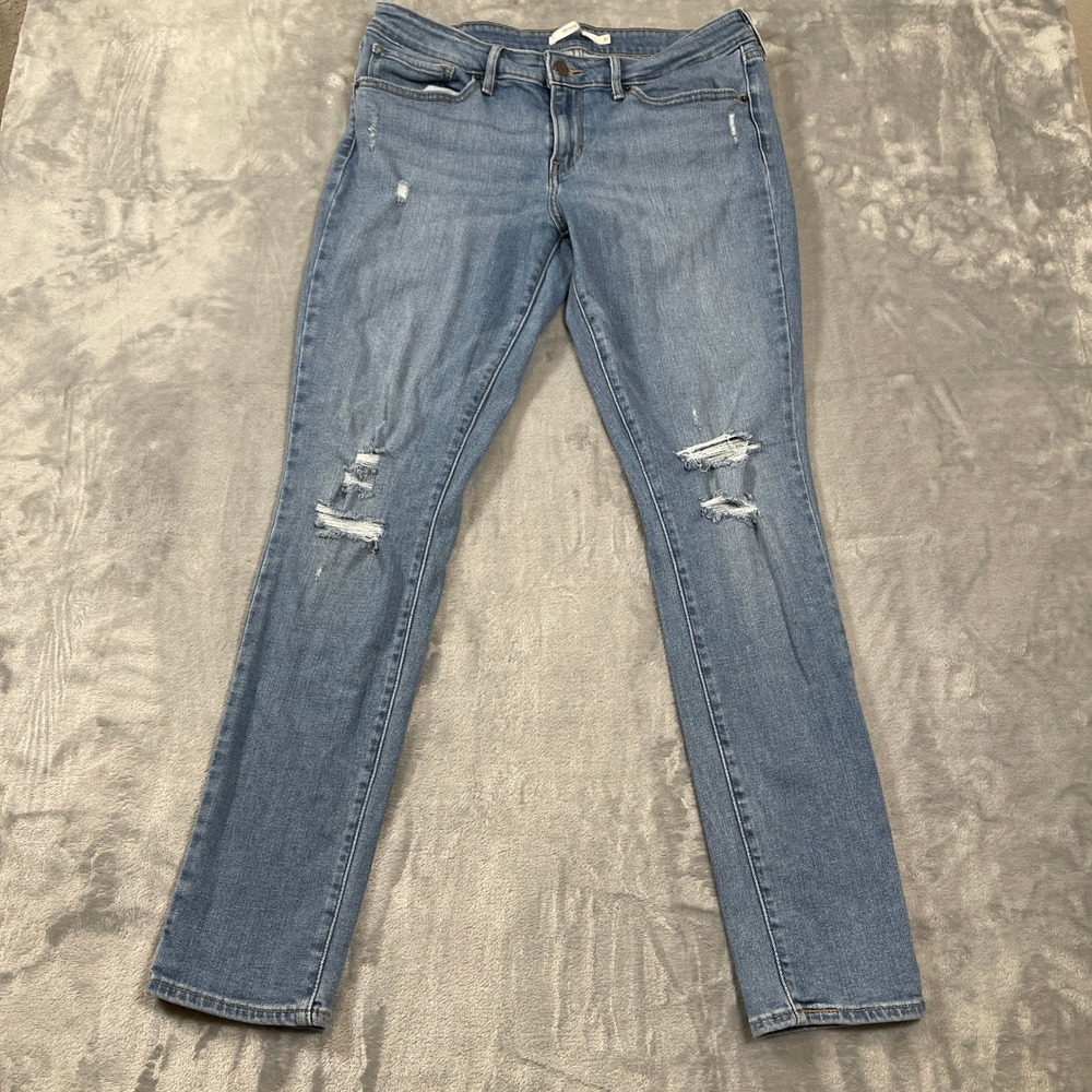 Levi Strauss Co 711 Skinny Jeans Women Light‎ Wash Distressed Size 31